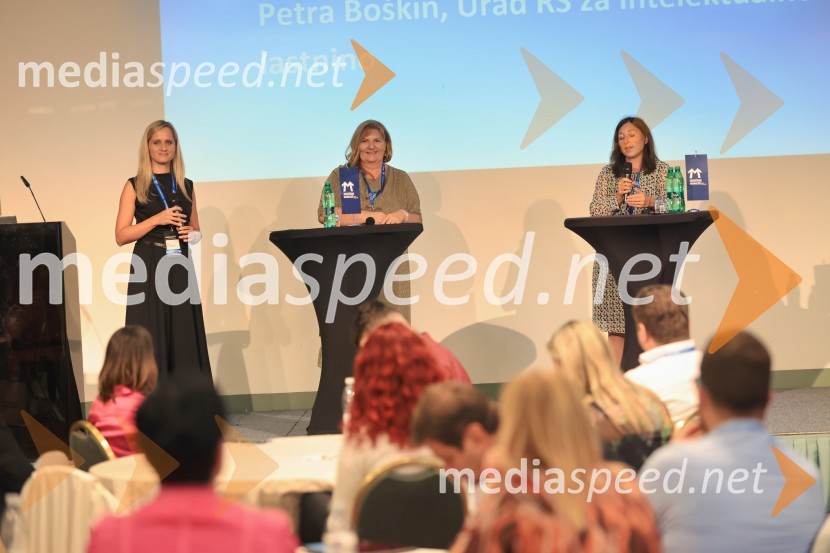  Daniela Bervar Kotolenko;  Alenka Markun, direktorica, Marbo Okolje d.o.o.;  Petra BoškinManagerski kongres 2024, prvi dan