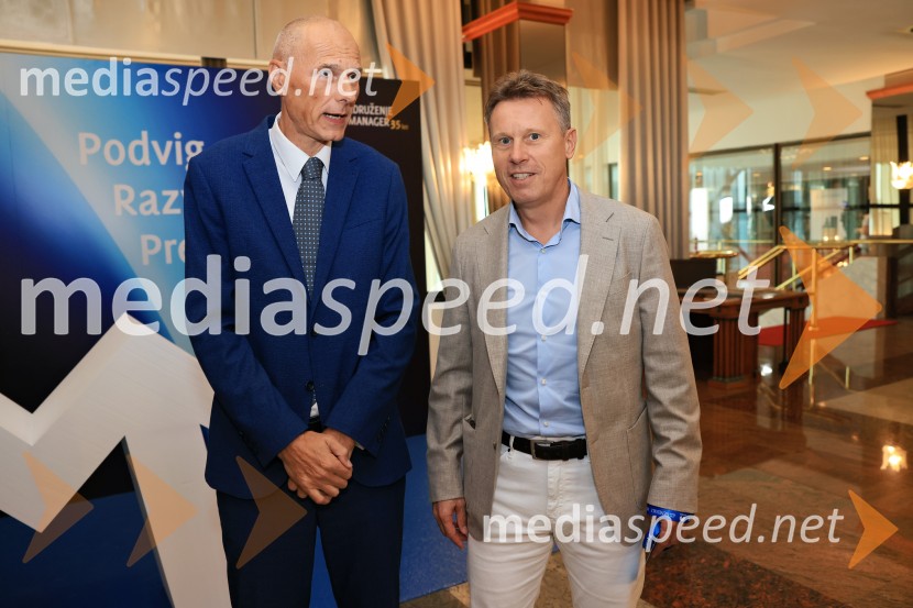 mag. Iztok Seljak, predsednik, Združenje Manager;  Bor  Rozman, predsednik Rokometne zveze SlovenijeManagerski kongres 2024, prvi dan