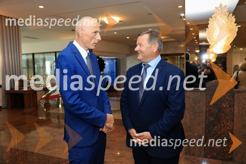 mag. Iztok Seljak, predsednik, Združenje Manager; dr. Aleksander Jevšek, minister za kohezijo in regionalni razvojManagerski kongres 2024, prvi dan