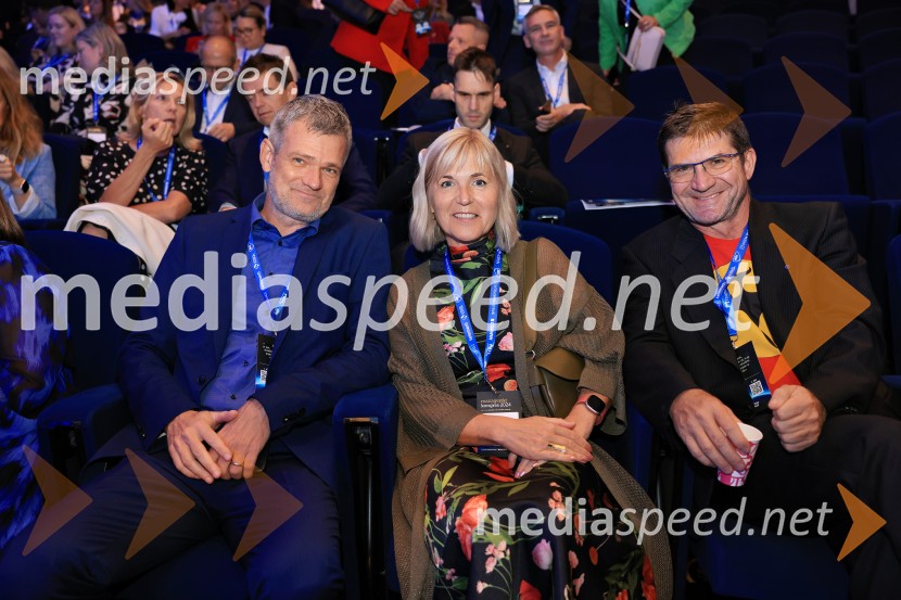 mag. Tomaž  Berločnik, nekadnji predsednik uprave Petrol d.d.;  Medeja  Lončar, direktorica, Siemens;  Dejan Turk, predsednik uprave, A1 SlovenijaManagerski kongres 2024, prvi dan