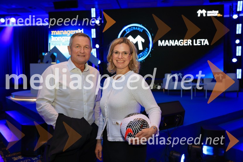  Matjaž Kek, selektor slovenske nogometne reprezentance;  Tanja Subotić Levanič, direktorica korporativnih odnosov, Pivovarna Laško UnionManagerski kongres 2024, prvi dan