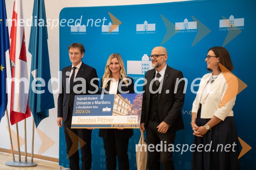 prof. dr. Zdravko Kačič, rektor Univerze v Mariboru;  Dorotea Pittner; Prof. dr. Dean Korošak,  prorektor za znanstvenoraziskovalno dejavnost Univerze v Mariboru;  Nomi  Hrast , prorektorica za študentska vprašanja Univerze v MariboruNajboljši študent Univerze v Mariboru je Rene Gril Rogina