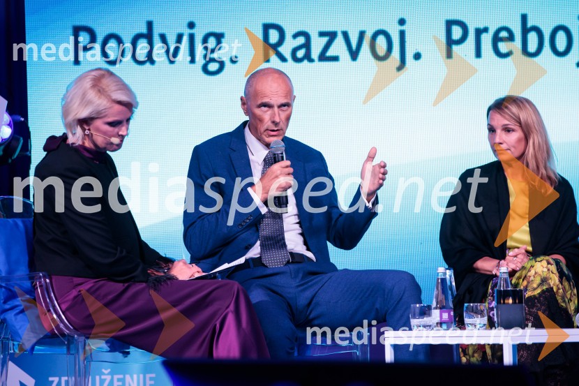  Petra Juvančič, izvršna direktorica, Združenje Manager; mag. Iztok Seljak, predsednik, Združenje Manager;  Melanie Seier Larsen, The Boston Consulting Group - Principal in predsednica sekcije managerkManagerski kongres 2024, prvi dan