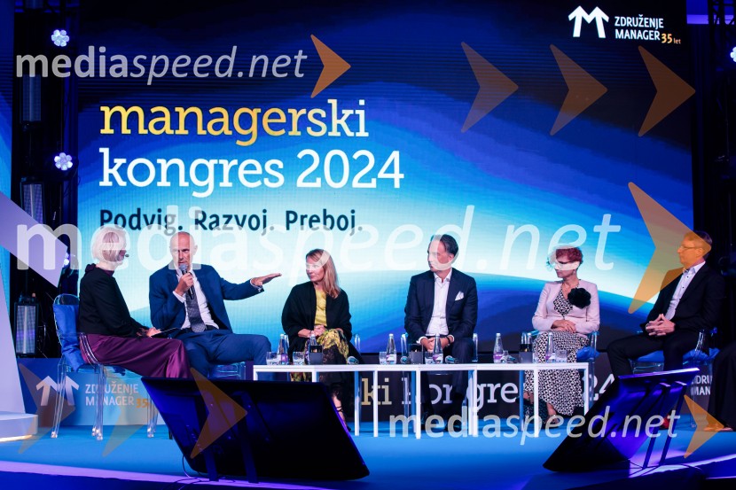  Petra Juvančič, izvršna direktorica, Združenje Manager; mag. Iztok Seljak, predsednik, Združenje Manager;  Melanie Seier Larsen, The Boston Consulting Group - Principal in predsednica sekcije managerk;  Tomislav Čizmić, predsednik poslovodstva družbe, Telemach Slovenija d.o.o.;  Marta Kelvišar, direktorica, Adria Dom;  Beno Ceglar, NILManagerski kongres 2024, prvi dan
