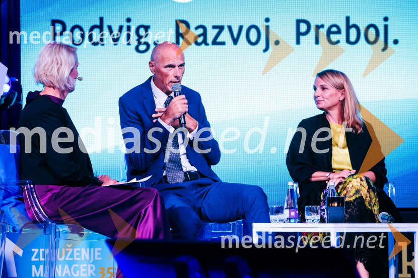 mag. Iztok Seljak, predsednik, Združenje Manager;  Melanie Seier Larsen, The Boston Consulting Group - Principal in predsednica sekcije managerkManagerski kongres 2024, prvi dan