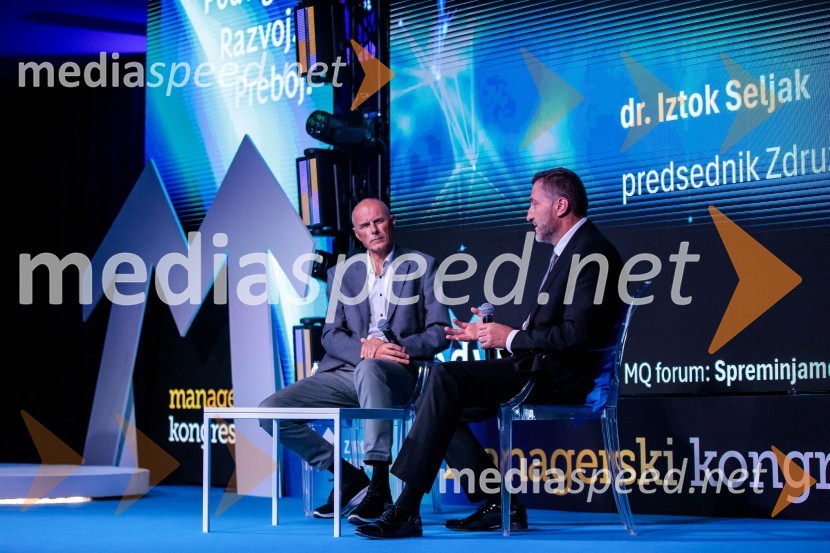 mag. Iztok Seljak, predsednik, Združenje Manager;  Klemen Boštjančič, minister za financeManagerski kongres 2024, drugi dan