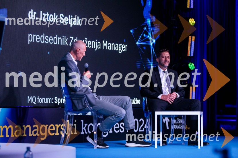 mag. Iztok Seljak, predsednik, Združenje Manager;  Klemen Boštjančič, minister za financeManagerski kongres 2024, drugi dan