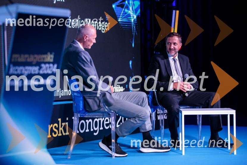 mag. Iztok Seljak, predsednik, Združenje Manager;  Klemen Boštjančič, minister za financeManagerski kongres 2024, drugi dan