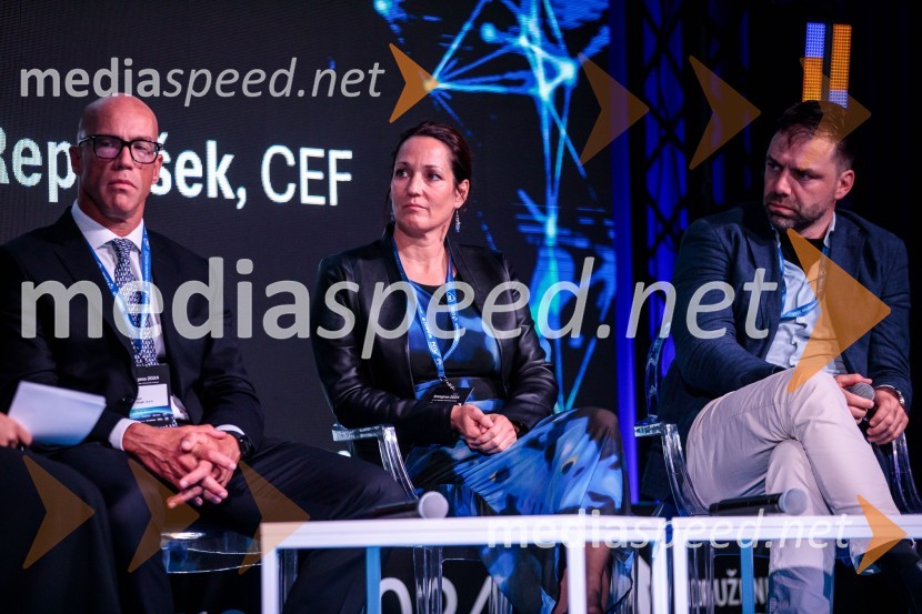  Luka Podlogar, NLB Skladi;  Tina Fröhlich;  Borut Čeh, soustanovitelj in izvršni direktor, Labena d.o.o.Managerski kongres 2024, drugi dan