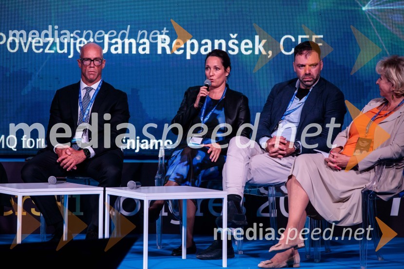  Luka Podlogar, NLB Skladi;  Tina Fröhlich;  Borut Čeh, soustanovitelj in izvršni direktor, Labena d.o.o.;  Jasna  Dominko Baloh, direktorica izobraževalnega podjetja DobaManagerski kongres 2024, drugi dan