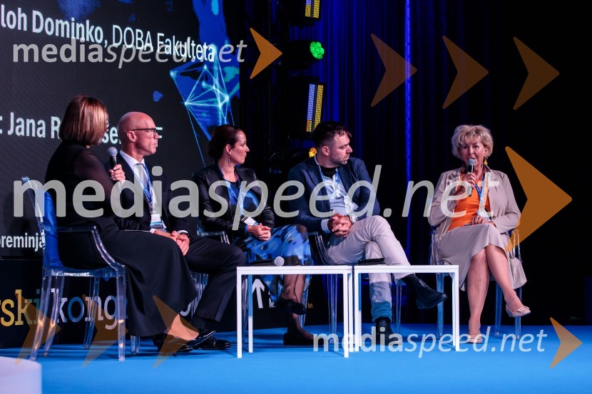  Jana Repanšek, CEF;  Luka Podlogar, NLB Skladi;  Tina Fröhlich;  Borut Čeh, soustanovitelj in izvršni direktor, Labena d.o.o.;  Jasna  Dominko Baloh, direktorica izobraževalnega podjetja DobaManagerski kongres 2024, drugi dan