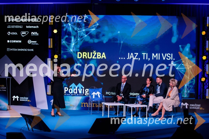  Jana Repanšek, CEF;  Luka Podlogar, NLB Skladi;  Tina Fröhlich;  Borut Čeh, soustanovitelj in izvršni direktor, Labena d.o.o.;  Jasna  Dominko Baloh, direktorica izobraževalnega podjetja DobaManagerski kongres 2024, drugi dan