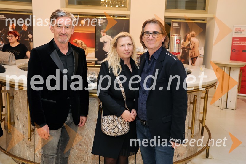  Marko Lukić, lastnik in direktor družbe Lumar IG;  Natalija Popovski;  Franjo Bobinac, predsednik, Olimpijski komite SlovenijeŽenske na oblasti, premiera drame v SNG Maribor