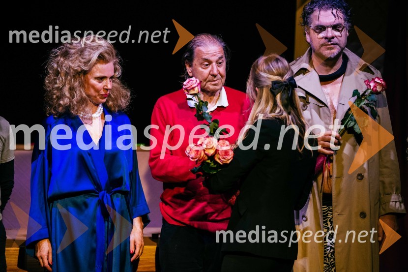  Manca  Ogorevc, igralka;  Emil  Filipčič, avtor besedila;  Tarek Rashid, igralecVeselja dom, premiera komedije v SLG Celje