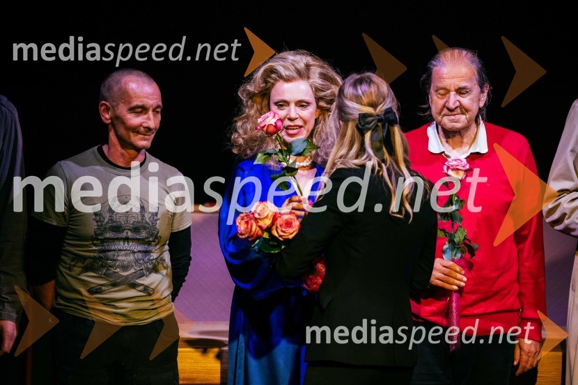  Dušan Teropšič;  Manca  Ogorevc, igralka;  Emil  Filipčič, avtor besedilaVeselja dom, premiera komedije v SLG Celje