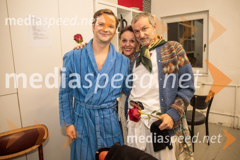  Stane Tomazin, igralec;  Draga Potočnjak, igralka in pisateljica;  Ivan Peternelj, igralecKje mi živimo, premiera avtorske predstave, SMG Ljubljana