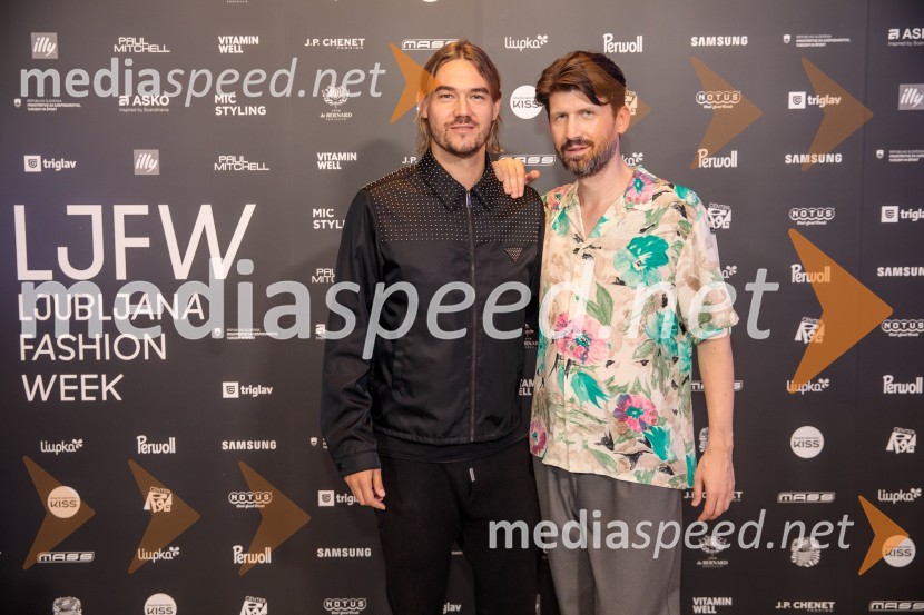  Rene  Krhin, nogometaš;  Tomaž Mihelič - Marlenna, član skupine SestreLjubljana Fashion Week 2024, modne revije, drugi dan