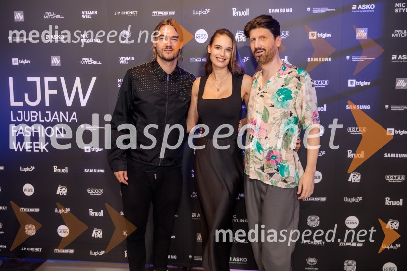  Rene  Krhin, nogometaš;  Pia Bernjak;  Tomaž Mihelič - Marlenna, član skupine SestreLjubljana Fashion Week 2024, modne revije, drugi dan