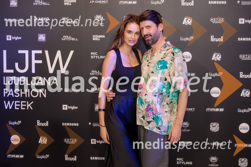  Pia Bernjak;  Tomaž Mihelič - Marlenna, član skupine SestreLjubljana Fashion Week 2024, modne revije, drugi dan