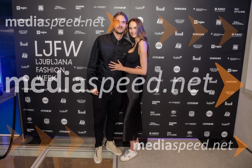  Rene  Krhin, nogometaš;  Pia BernjakLjubljana Fashion Week 2024, modne revije, drugi dan