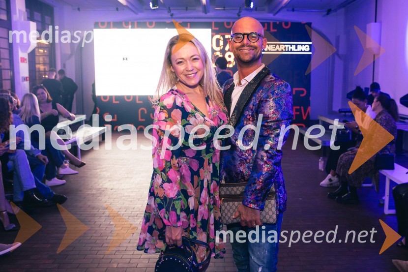  Barbara Imperl;  Žiga Puconja, tekmovalec v šovu Big Brother Slovenija 2015 Ljubljana Fashion Week 2024, modne revije, drugi dan