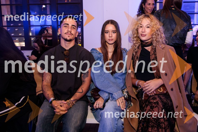  Živa Gantar;  Dejan Došenović;  Ana Teržan - Anabel, pevkaLjubljana Fashion Week 2024, modne revije, drugi dan