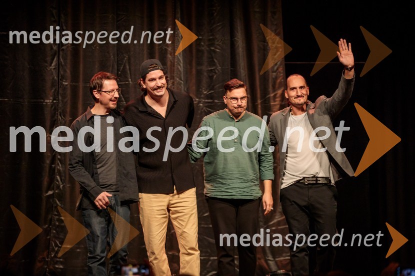  Alen Borišek, stand up komik;  Dino Kapetanovič, stand up komik;  Alen Mastnak, stand up komik;  Vid  Valič , stand up komik Vid Valič z novo avtorsko komedijo Moška pamet