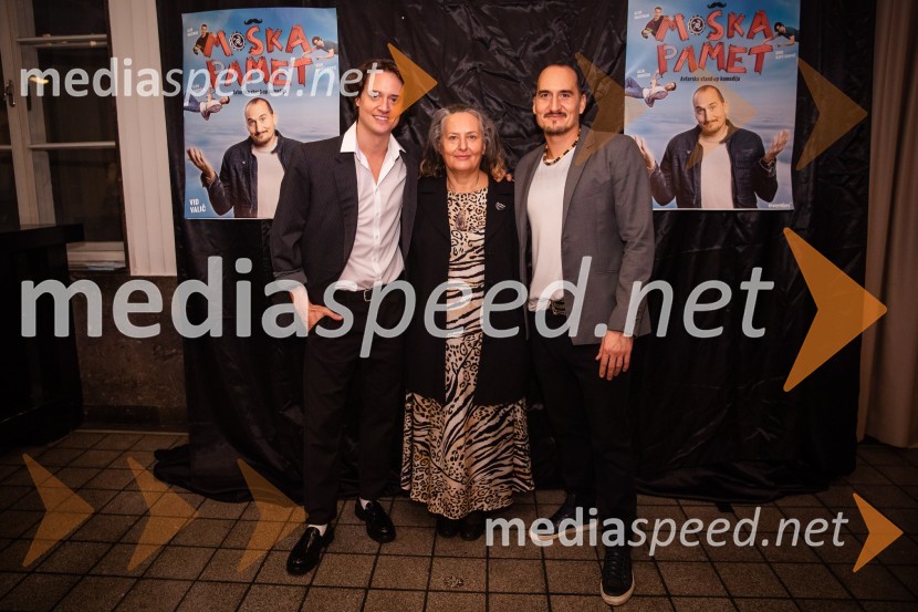  Domen Valič, igralec;  Amanda Mlakar;  Vid  Valič, stand-up komik, voditeljVid Valič z novo avtorsko komedijo Moška pamet