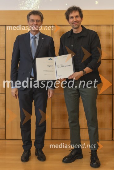 prof. dr. Zdravko Kačič, rektor Univerze v Mariboru; dr. Sašo Karakatič, Fakulteta za elektrotehniko, računalništvo in informatiko, Univerza v MariboruPodelitev Nagrade Univerze v Mariboru za pedagoško odličnost za študijsko leto 2023/2024