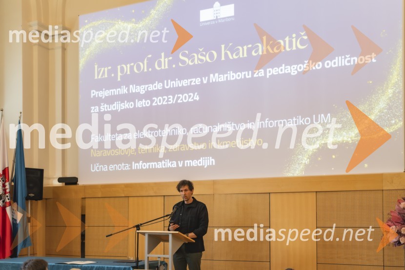 dr. Sašo Karakatič, Fakulteta za elektrotehniko, računalništvo in informatiko, Univerza v MariboruPodelitev Nagrade Univerze v Mariboru za pedagoško odličnost za študijsko leto 2023/2024