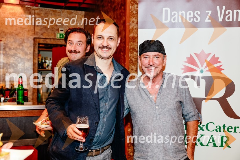  Miha Rodman, igralec;  Blaž Setnikar, igralec;  Ciril Roblek, inspicient PGKPremiera Woyzeck v Prešernovem gledališču Kranj