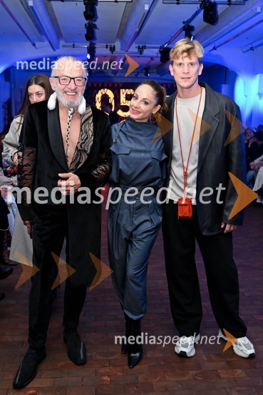  Arnold Walravens, profesor IEDC;  Ana Klašnja, balerina;  Lukas Zuschlag, umetniški direktor ljubljanskega baletaLjubljana Fashion Week 2024, modne revije, četrti dan