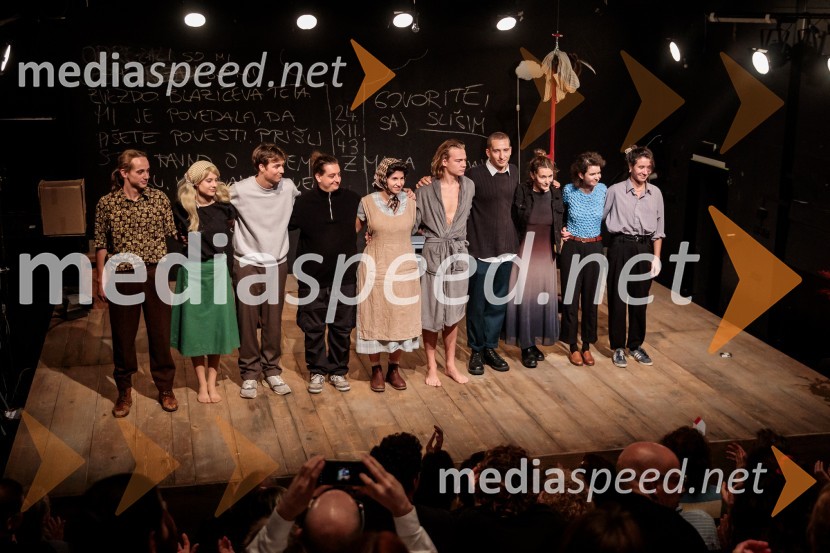  Jure Šimonka, igralec;  Alja Krhin, igralka;  Žiga Hren, režiser;  Domen Lušin, oblikovalec svetlobe;  Neža Dvorščak, igralka;  Marko Rafolt, igralec;  ... ;  Karolína Kotrbová, scenografinja;  Nina Čehovin, kostumografka;  Iva Štefanija Slosar, dramaturginjaBalada o trobenti in oblaku, premiera v Mini teatru