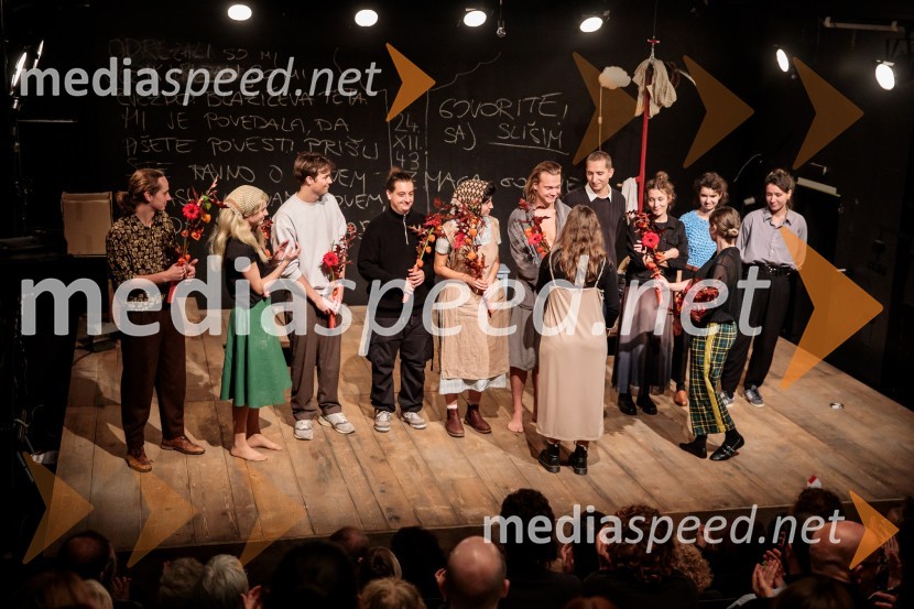  Jure Šimonka, igralec;  Alja Krhin, igralka;  Žiga Hren, režiser;  Domen Lušin, oblikovalec svetlobe;  Neža Dvorščak, igralka;  Marko Rafolt, igralec;  ... ;  Karolína Kotrbová, scenografinja;  Nina Čehovin, kostumografka;  Iva Štefanija Slosar, dramaturginjaBalada o trobenti in oblaku, premiera v Mini teatru