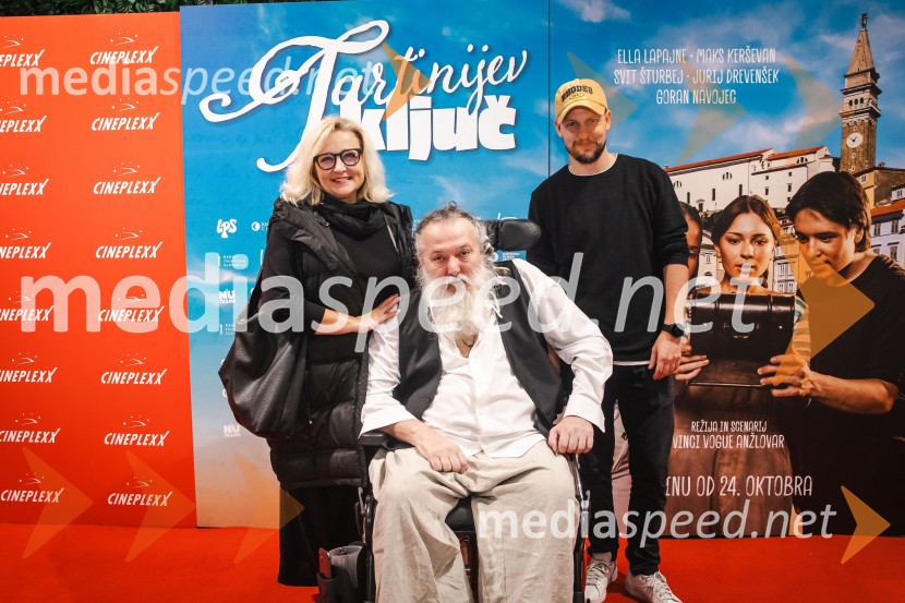  Nataša Barbara Gračner, režiserka in igralka;  Vinci Vogue Anžlovar, scenarist;  Jernej Gašperin, igralecTartinijev ključ, velika premiera v Cineplexx Ljubljana