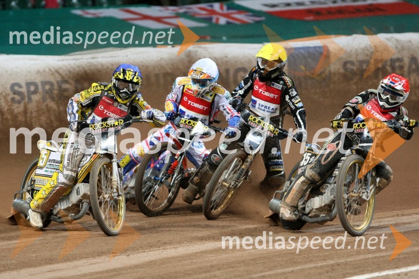 Hans Andersen (Danska), Jason Crump (Avstralija), Fredrik Lindgren (Švedska) in Greg Hancock (ZDA)SPEEDWAY GRAND PRIX, VN Velike Britanije 2009