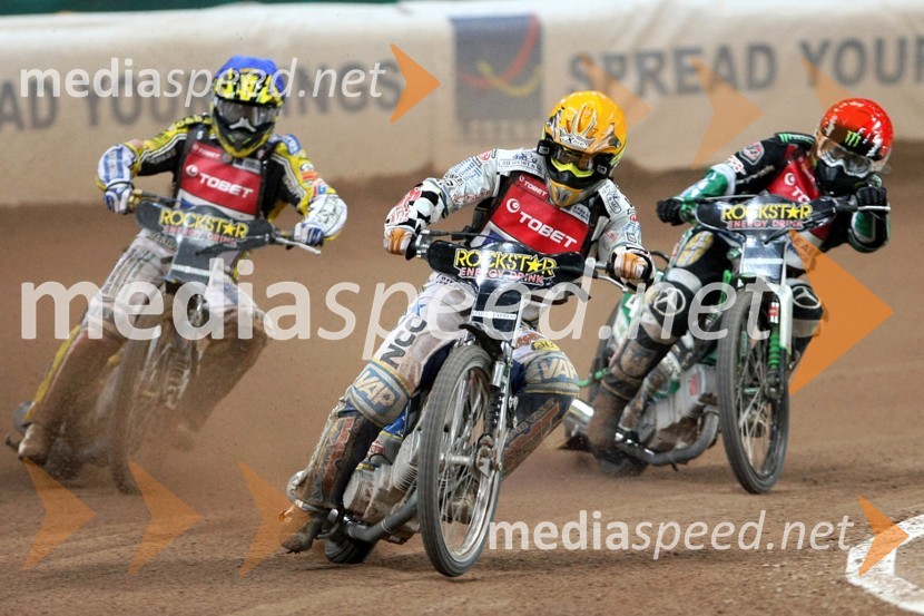 Hans Andersen (Danska), Fredrik Lindgren (Švedska) in Greg Hancock (ZDA)SPEEDWAY GRAND PRIX, VN Velike Britanije 2009