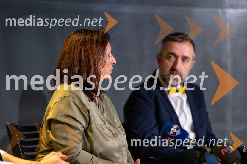  Leonida Gregorič, vodja laboratorija, Kmetijsko gozdarski zavod Maribor;  Borut  Cvetko, kreativni direktor, Mediaspeed d.o.o.PUBEC 2024, novinarska konferenca