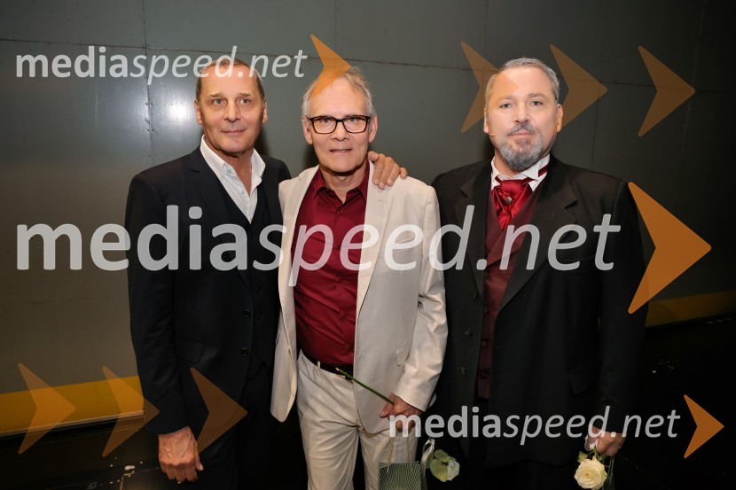  Danilo Rošker, direktor SNG Maribor;  Robert Mraček, skladatelj in libretist predstave;  Jaki Jurgec, operni solistMož, ki je ukrotil strelo: Genialni izumi Nikole Tesle, premiera v Operi in Baletu SNG Maribor