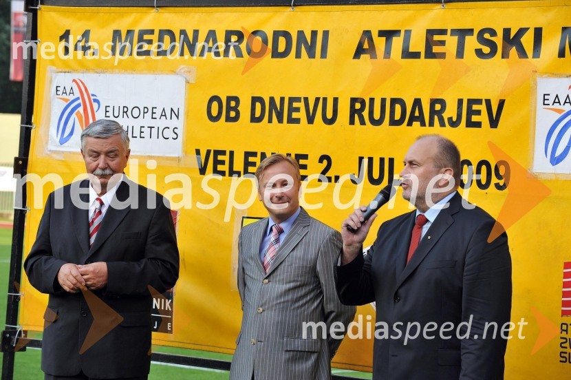 Srečko Meh, župan občine Velenje, ... in ...14. mednarodni atletski miting Velenje