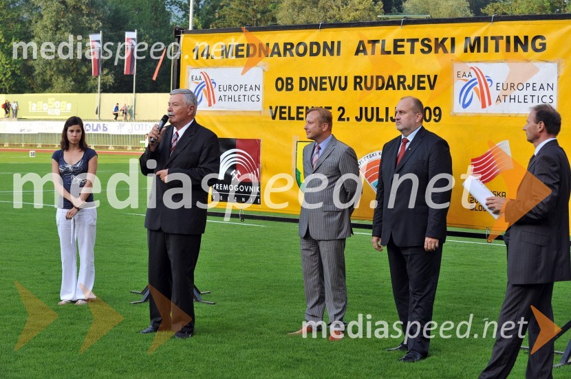 Srečko Meh, župan občine Velenje, ... in ...14. mednarodni atletski miting Velenje