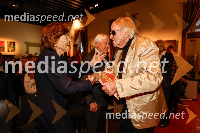  Štefka Kučan;  Milan Kučan, nekdanji predsednik Republike Slovenije;  Tone Fornezzi - Tof, novinarSlovesnost ob obeležitvi življenjskega jubileja Antona Fornezzija Tofa