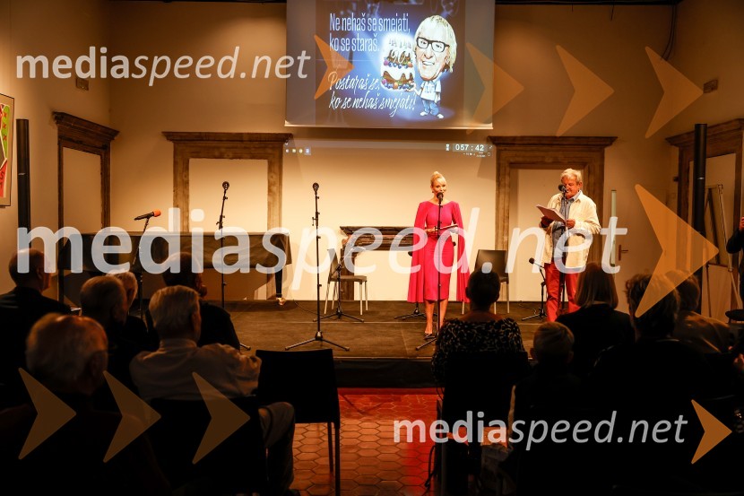  Pia Pustovrh, voditeljica;  Tone GogalaSlovesnost ob obeležitvi življenjskega jubileja Antona Fornezzija Tofa