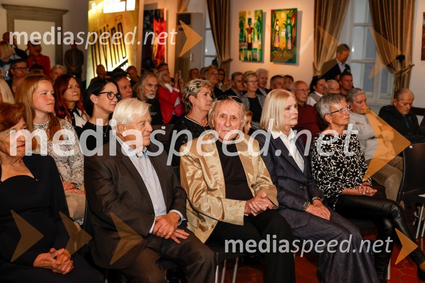  Milan Kučan, nekdanji predsednik Republike Slovenije;  Tone Fornezzi - Tof, novinar;  Pika Fornezzi RobičSlovesnost ob obeležitvi življenjskega jubileja Antona Fornezzija Tofa