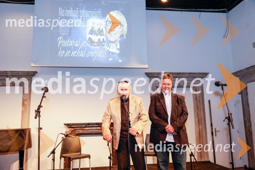  Tone Fornezzi - Tof, novinar;  Egon Kragelj, fotografSlovesnost ob obeležitvi življenjskega jubileja Antona Fornezzija Tofa