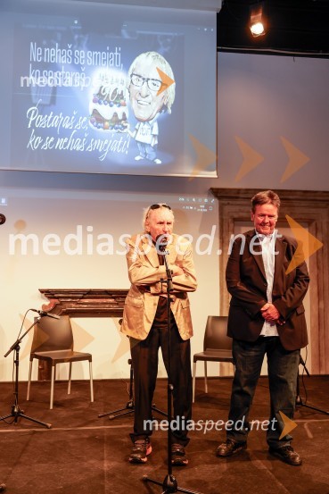  Tone Fornezzi - Tof, novinar;  Egon Kragelj, fotografSlovesnost ob obeležitvi življenjskega jubileja Antona Fornezzija Tofa