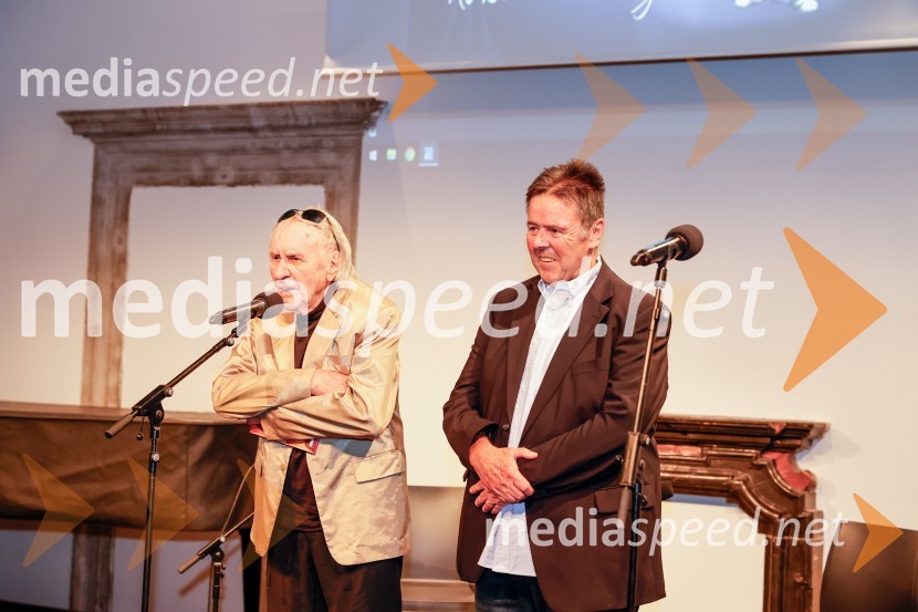  Tone Fornezzi - Tof, novinar;  Egon Kragelj, fotografSlovesnost ob obeležitvi življenjskega jubileja Antona Fornezzija Tofa