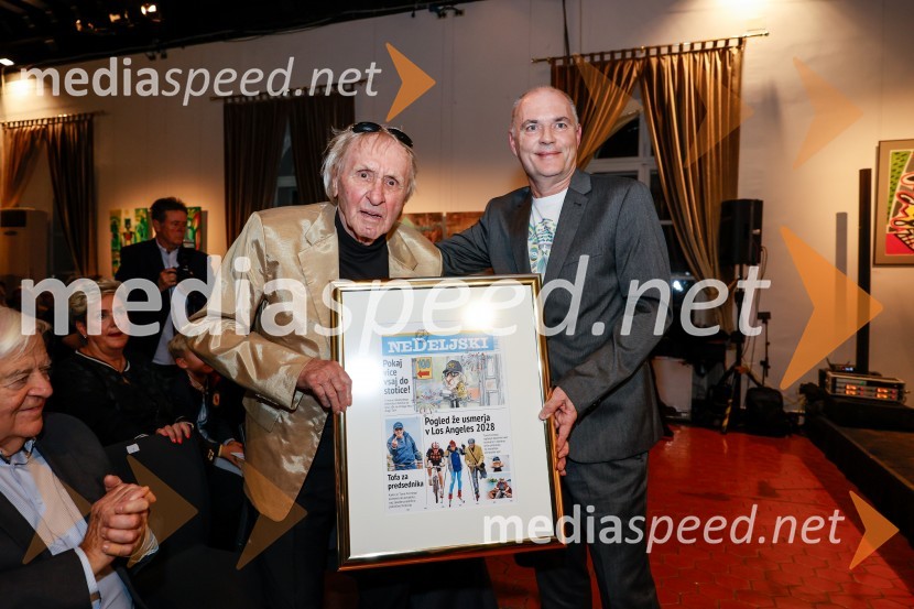  Tone Fornezzi - Tof, novinar;  Boštjan  Istenič, namestnik odgovorne urednice Nedeljskega dnevnikaSlovesnost ob obeležitvi življenjskega jubileja Antona Fornezzija Tofa