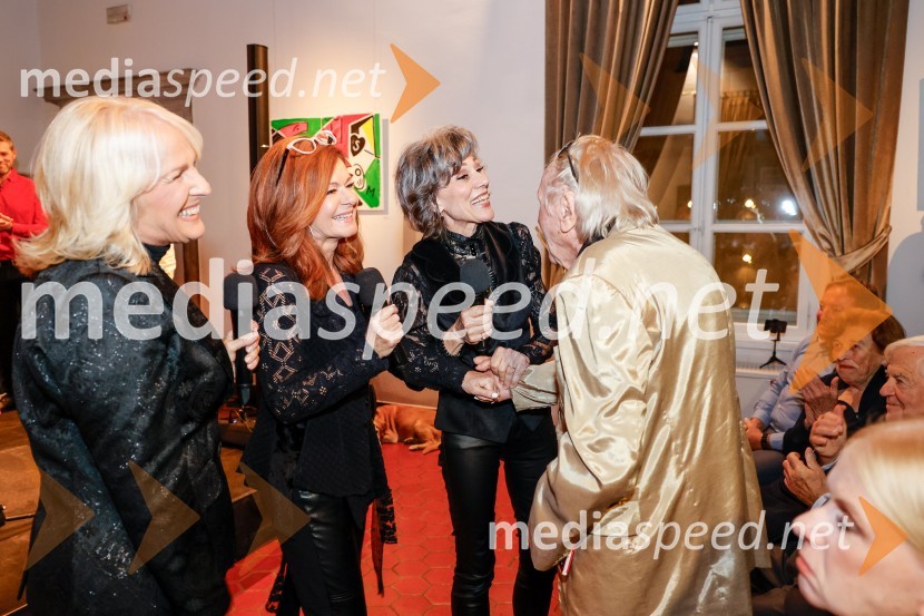  Alenka Godec, pevka;  Damjana Golavšek, pevka;  Simona  Vodopivec Franko, pevka, igralka;  Tone Fornezzi - Tof, novinarSlovesnost ob obeležitvi življenjskega jubileja Antona Fornezzija Tofa