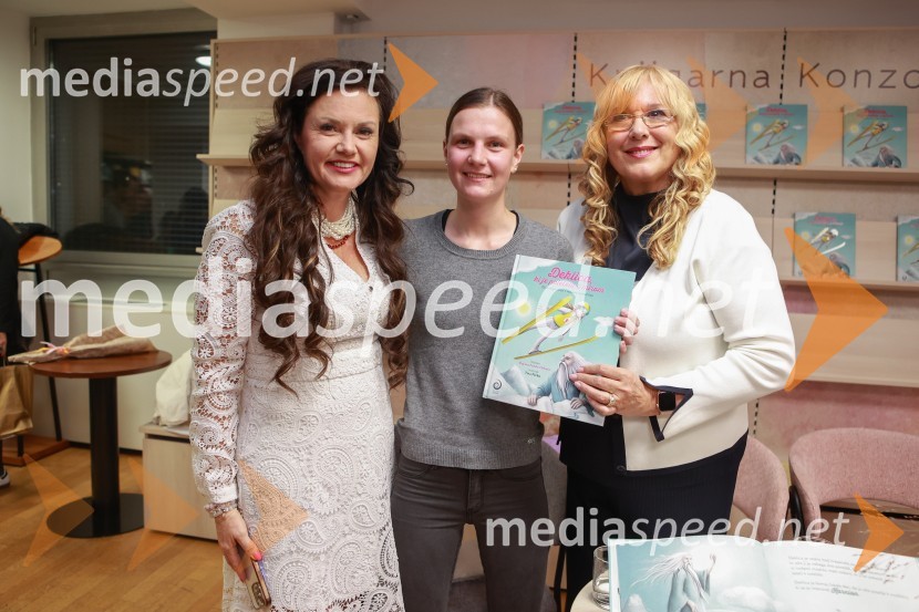  Andreja Jernejčič, direktorica podjetja za piar, digitalni piar, komuniciranje, treninge javnega nastopanja in izobraževanja Lin&Nil;  Ema  Klinec, smučarska skakalka;  Bojana Fende Habula, avtoricaPredstavitev pravljice Deklica, ki je poletela z mirom in srečanje s smučarsko skakalko Emo Klinec